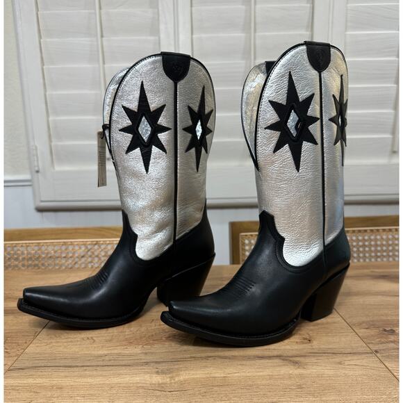 Ariat Women's Starlight X Toe Western Boot Silver Black Leather Sz 9 NWOB Cowboy - Picture 4 of 16